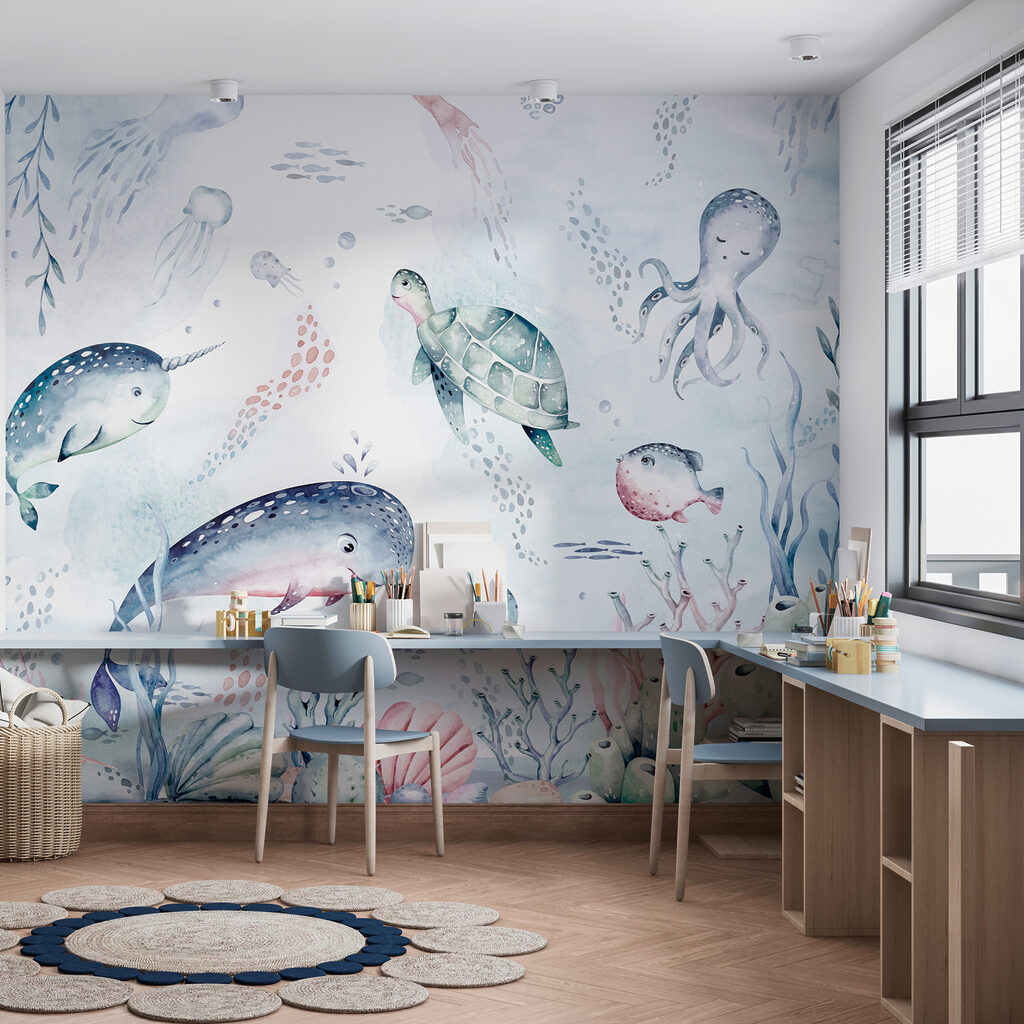 A watercolor sea creatures