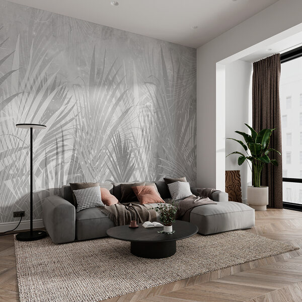 Fond gris et blanc avec des plantes Fond gris et blanc avec des plantes