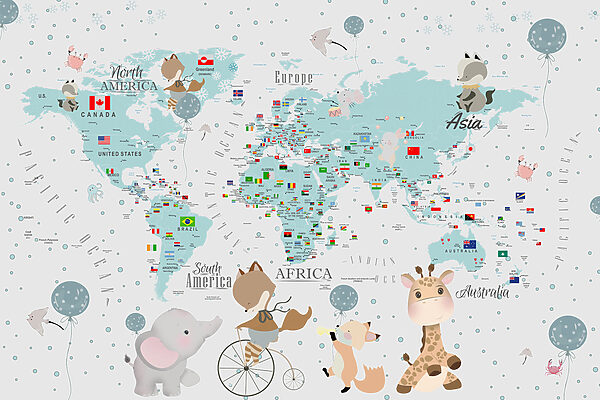Une carte du monde avec des animaux u99228p 600x400 - Une carte du monde avec des animaux