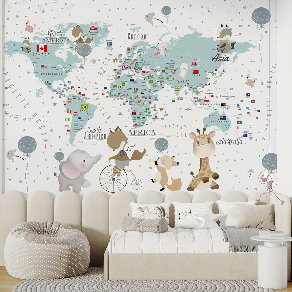 Une carte du monde avec des animaux u99228pir45ms 1024x1024 - Une carte du monde avec des animaux