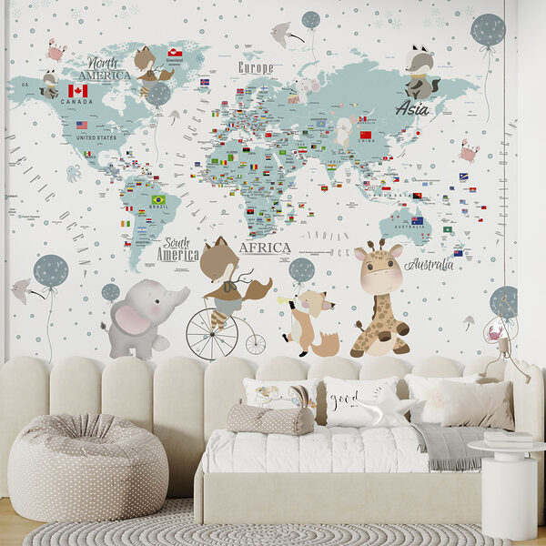 Une carte du monde avec des animaux u99228pir45ms 600x600 - Une carte du monde avec des animaux