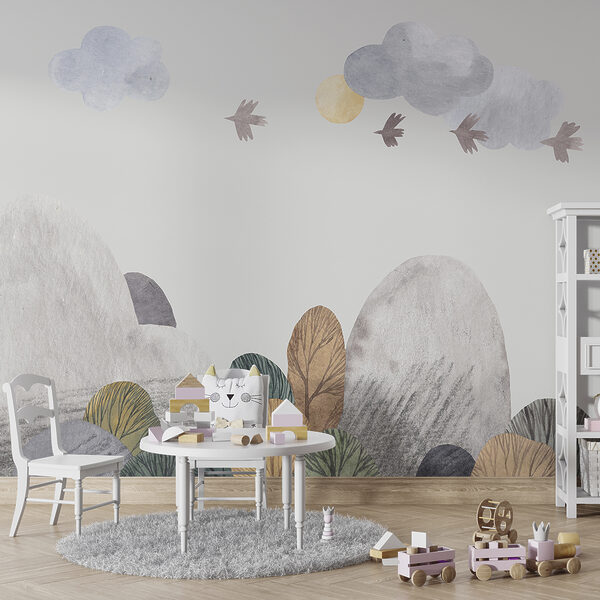 Un paysage avec des arbres et des nuages Un paysage avec des arbres et des nuages