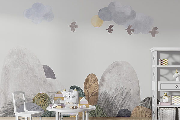 Un paysage avec des arbres et des nuages Un paysage avec des arbres et des nuages
