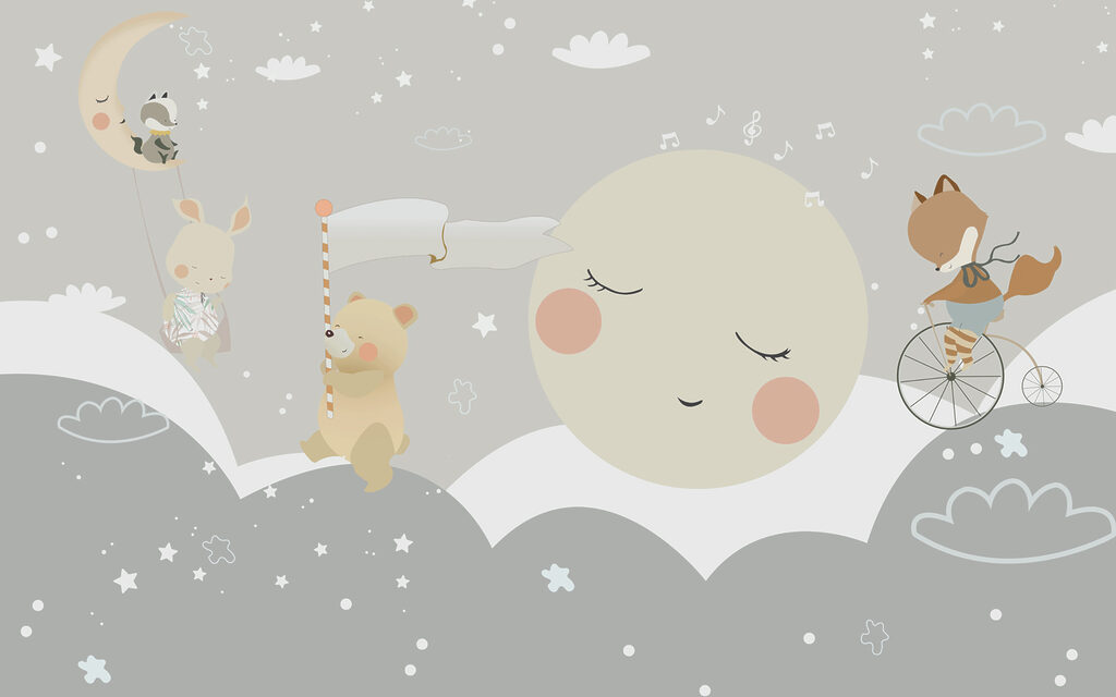 Dessin humoristique d'une lune et d'un ours Dessin humoristique d'une lune et d'un ours