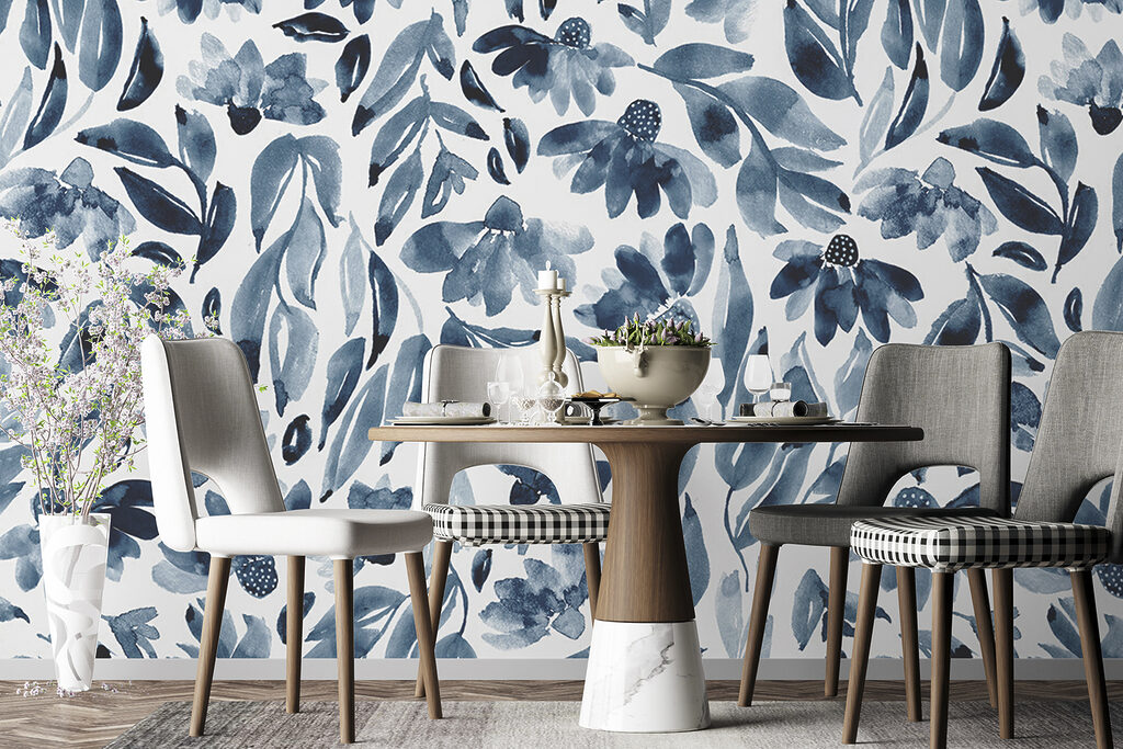 A pattern of flowers and leaves A pattern of flowers and leaves