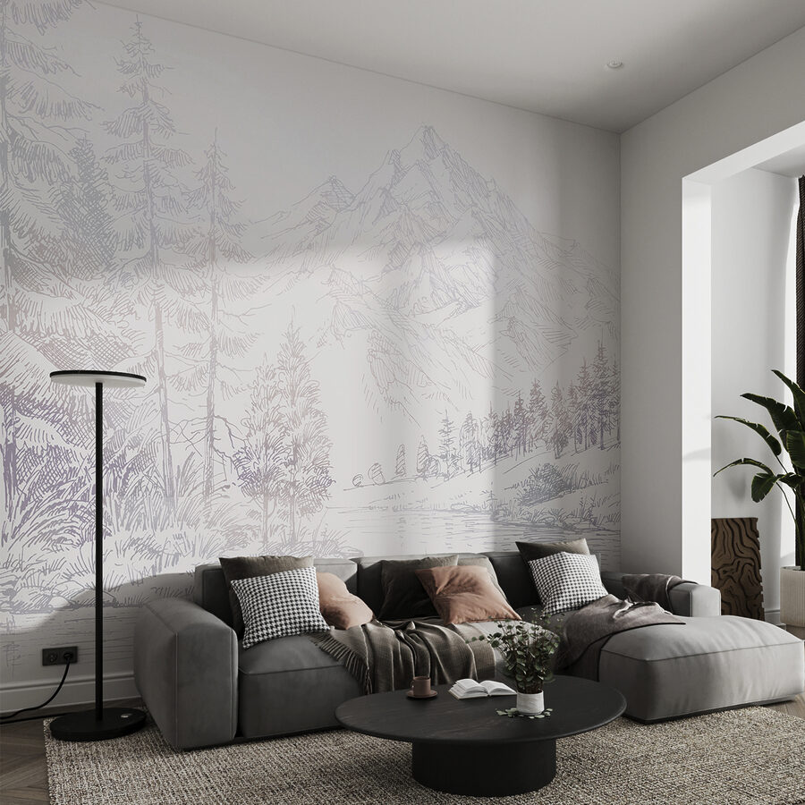 Une rivière avec des arbres et des montagnes en arrière-plan