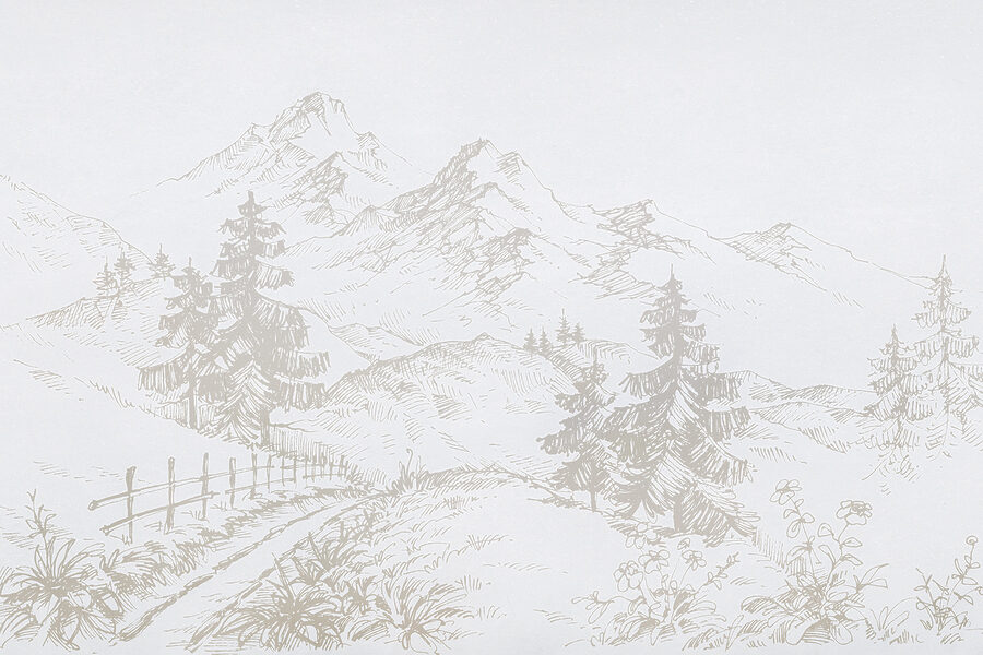 Dessin d'une route et d'arbres