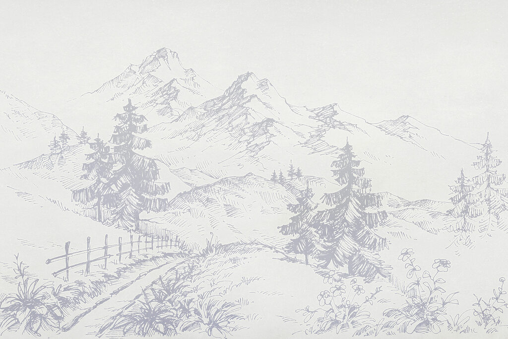 Dessin d'une route et de montagnes Dessin d'une route et de montagnes