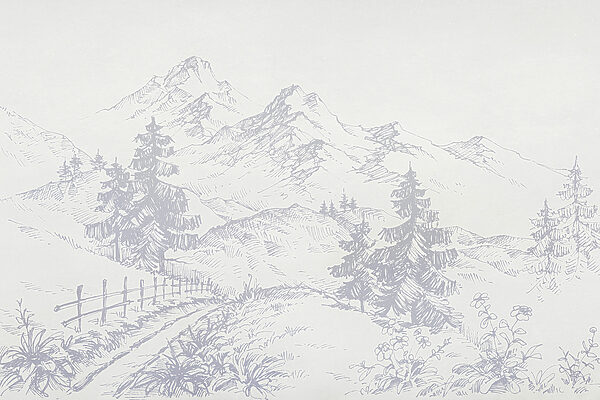 Dessin d'une route et de montagnes Dessin d'une route et de montagnes