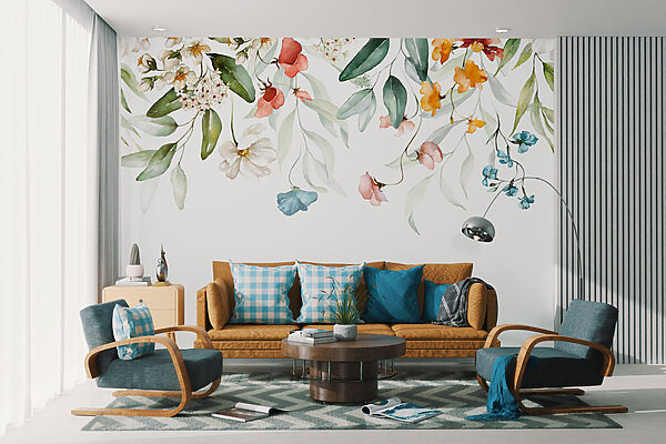 Une aquarelle de fleurs et de feuilles Une aquarelle de fleurs et de feuilles