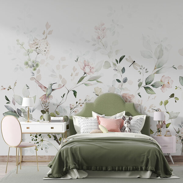 Une peinture de fleurs et d'oiseaux Une peinture de fleurs et d'oiseaux
