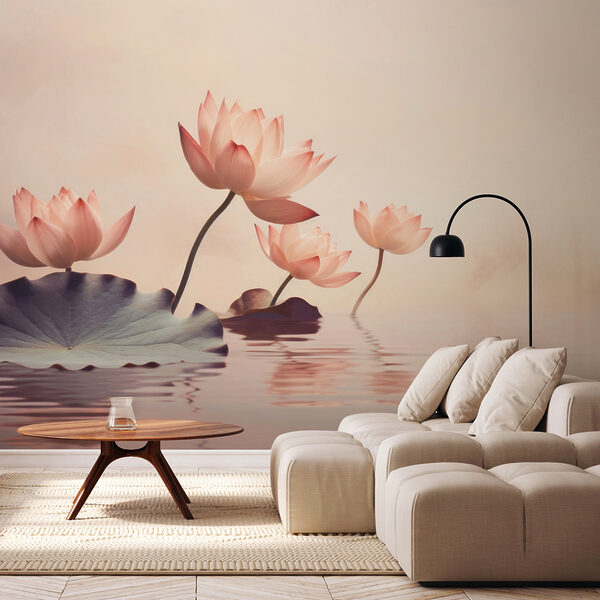 Groupe de fleurs roses dans l'eau Groupe de fleurs roses dans l'eau