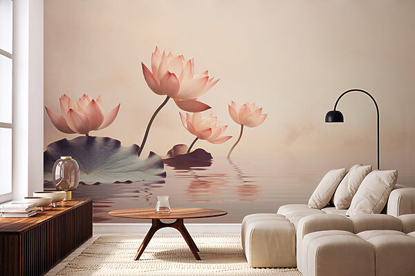 Groupe de fleurs roses dans l'eau Groupe de fleurs roses dans l'eau