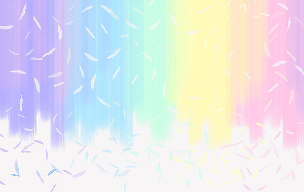 Un arrière-plan aux couleurs de l'arc-en-ciel avec des plumes blanches qui tombent. Un arrière-plan aux couleurs de l'arc-en-ciel avec des plumes blanches qui tombent.