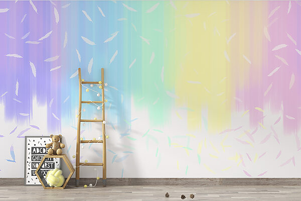 Un arrière-plan aux couleurs de l'arc-en-ciel avec des plumes blanches qui tombent. Un arrière-plan aux couleurs de l'arc-en-ciel avec des plumes blanches qui tombent.
