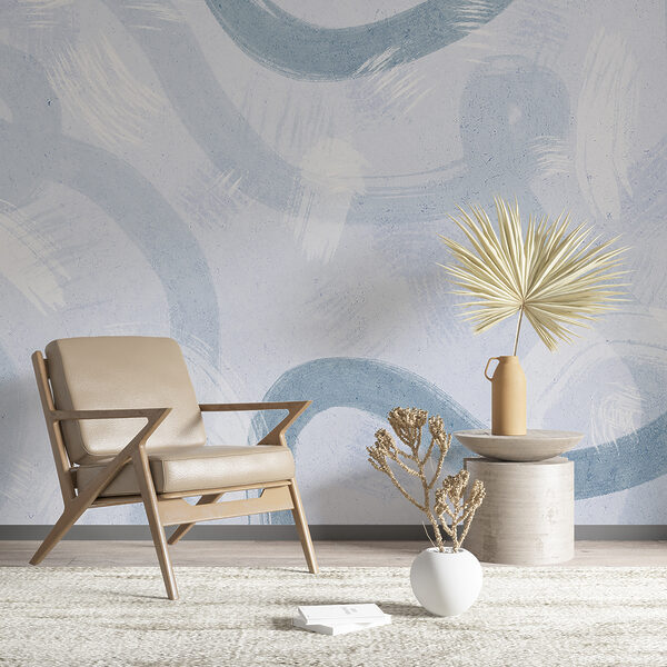 Papier peint Papier peint Une surface blanche avec de la peinture bleue (UGS : u99656v1)