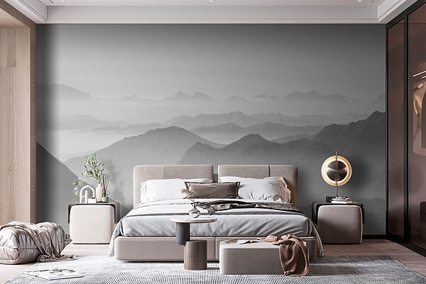Une image de montagnes en noir et blanc Une image de montagnes en noir et blanc