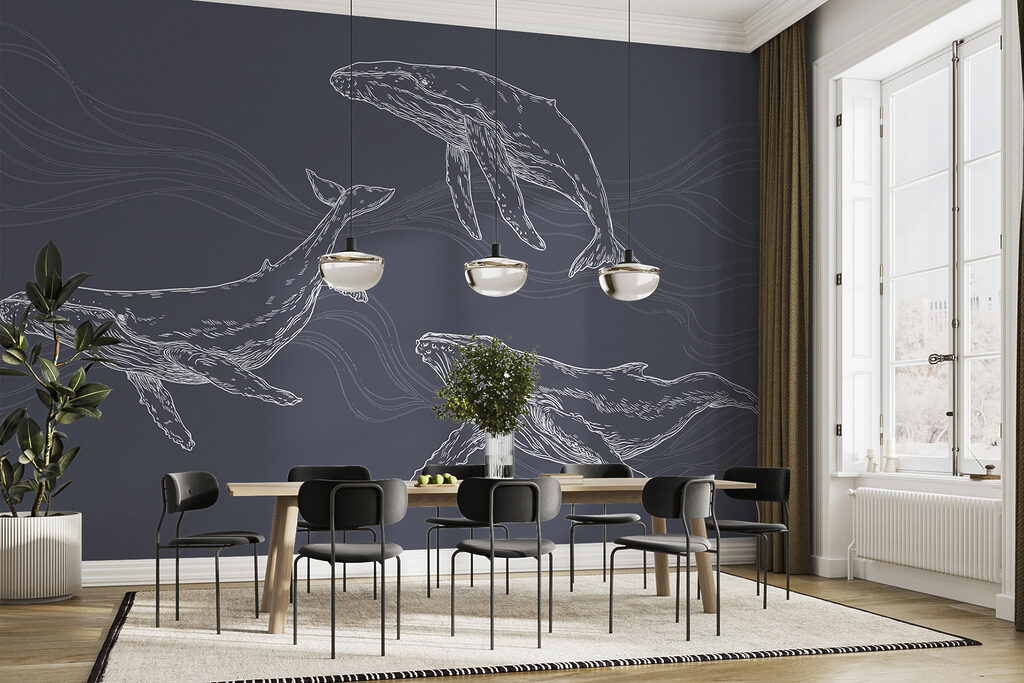 A group of whales swimming