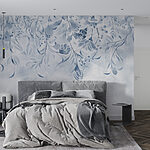 Papier peint Un motif floral bleu et blanc