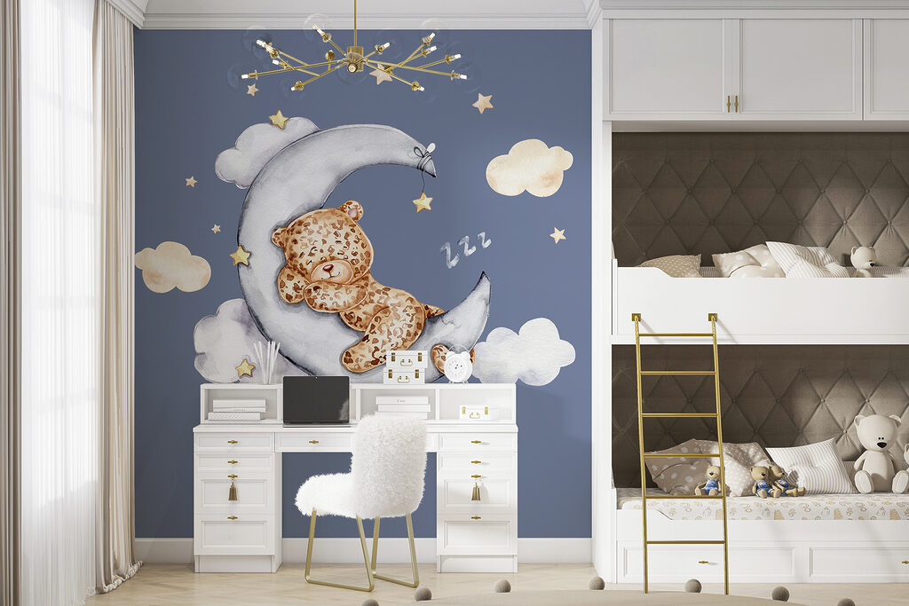 A teddy bear sleeping on the moon A teddy bear sleeping on the moon