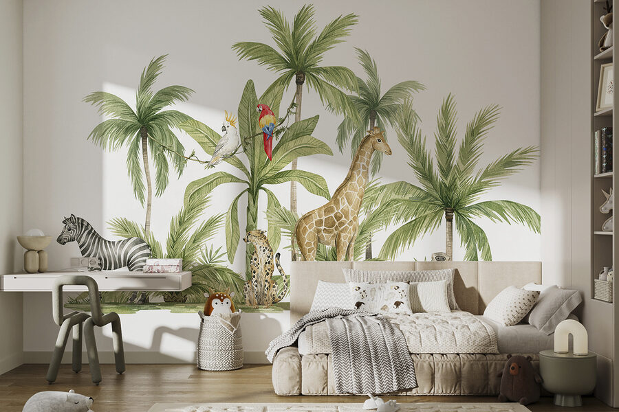 A group of animals in a jungle A group of animals in a jungle