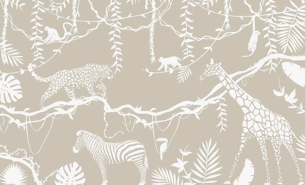 Un papier peint avec des animaux et des plantes Un papier peint avec des animaux et des plantes
