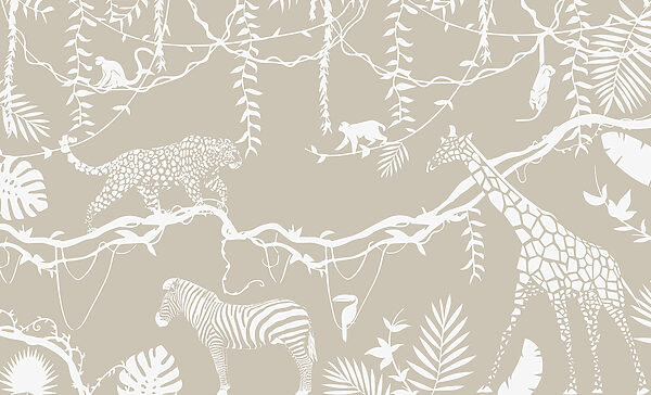 Un papier peint avec des animaux et des plantes Un papier peint avec des animaux et des plantes