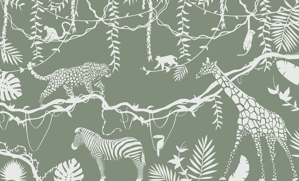 Un papier peint avec des animaux et des plantes Un papier peint avec des animaux et des plantes