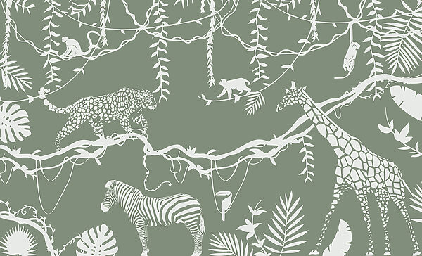 Un papier peint avec des animaux et des plantes Un papier peint avec des animaux et des plantes