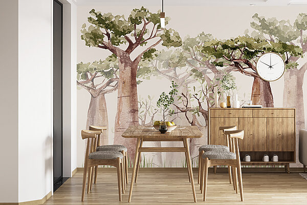 Un groupe d'arbres aux feuilles vertes Un groupe d'arbres aux feuilles vertes