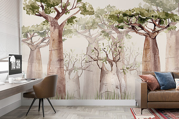 Un groupe d'arbres aux feuilles vertes Un groupe d'arbres aux feuilles vertes
