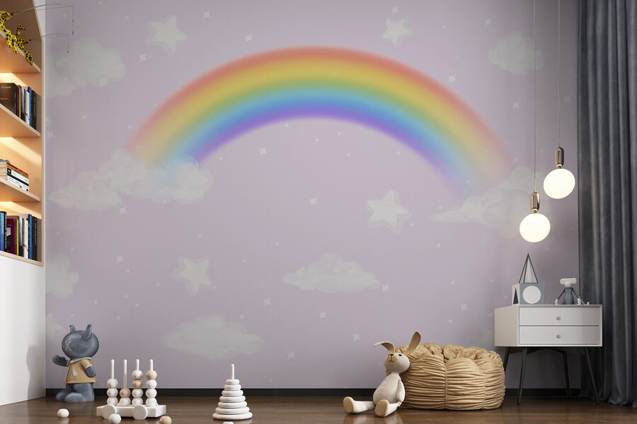 Un arc-en-ciel et des nuages dans le ciel Un arc-en-ciel et des nuages dans le ciel