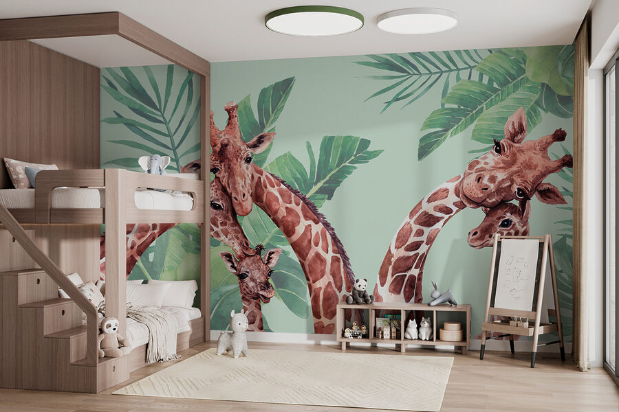 Un groupe de girafes avec leurs têtes ensemble