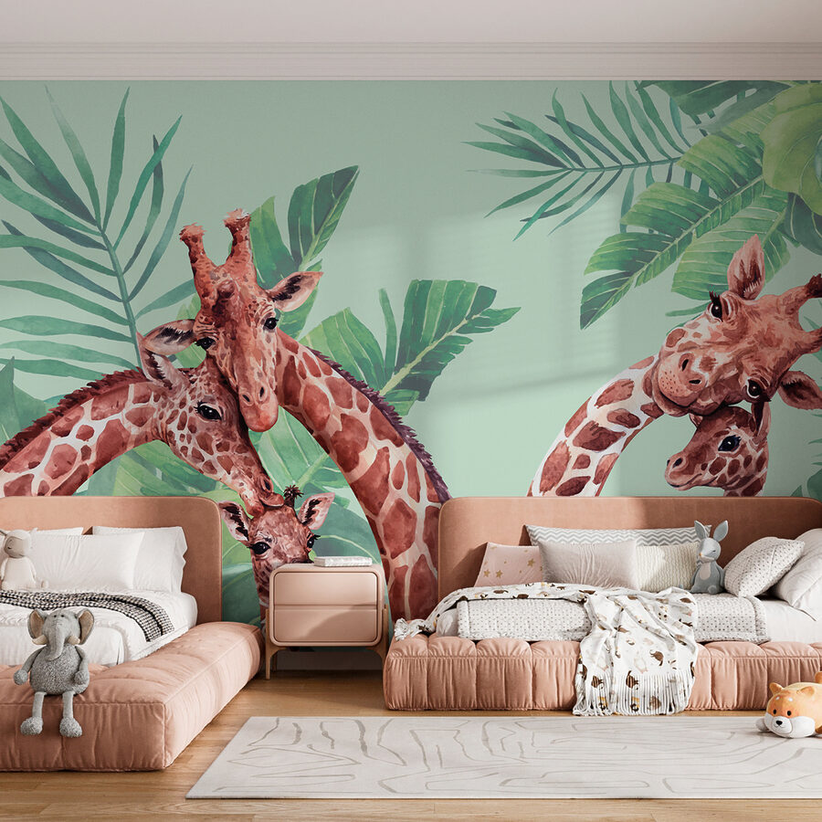 Un groupe de girafes avec leurs têtes ensemble