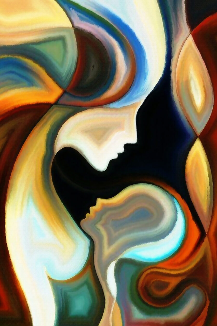 Un arrière-plan coloré avec un couple de visages Un arrière-plan coloré avec un couple de visages