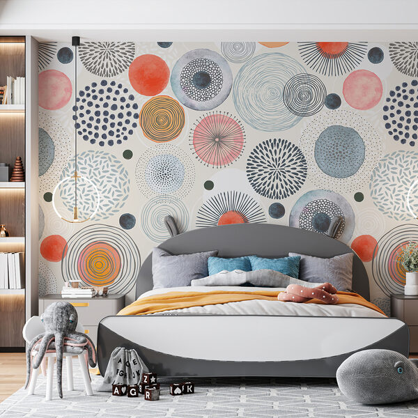 Un motif de cercles et de points colorés Un motif de cercles et de points colorés