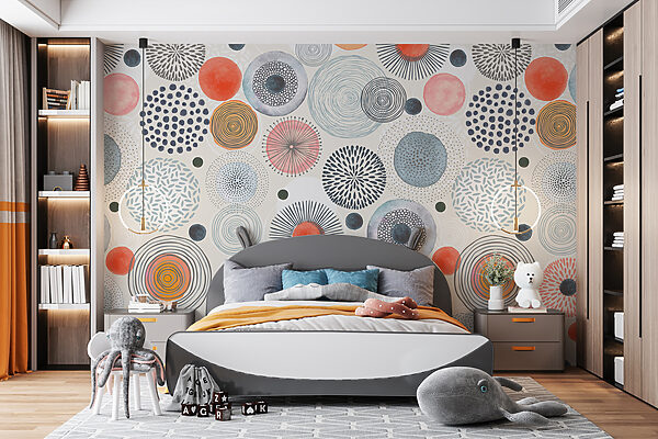 Un motif de cercles et de points colorés Un motif de cercles et de points colorés