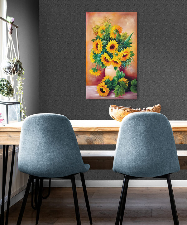 Une peinture de tournesols dans un vase Une peinture de tournesols dans un vase