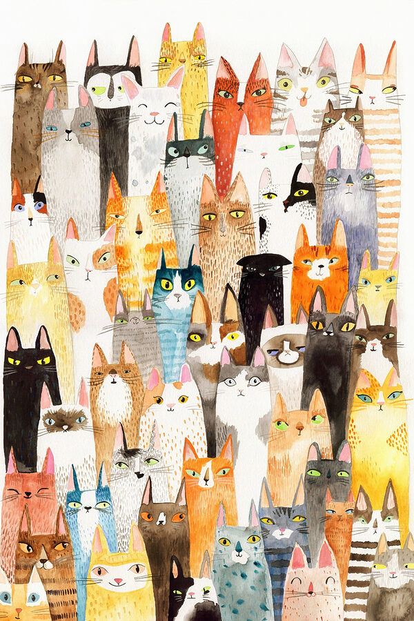 Un groupe de chats dans un grand groupe Un groupe de chats dans un grand groupe