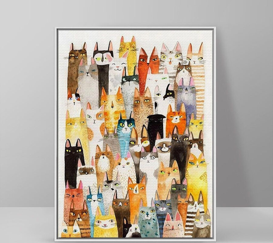 Un groupe de chats dans un grand groupe Un groupe de chats dans un grand groupe