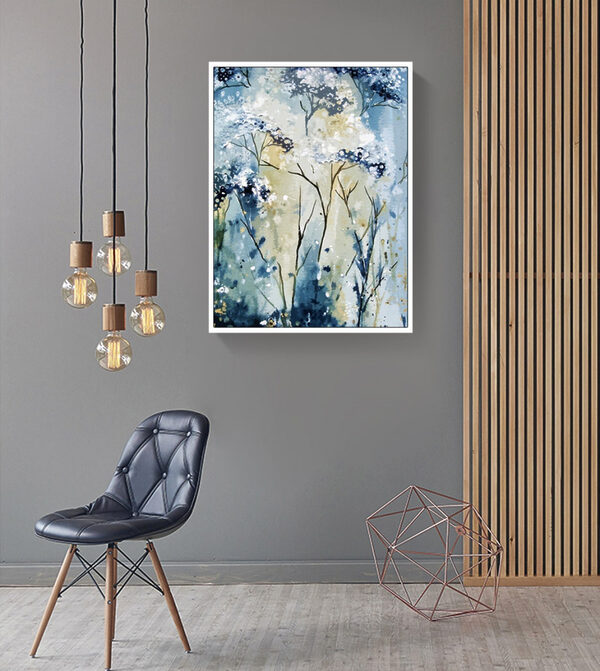 Peinture d'une plante blanche et bleue Peinture d'une plante blanche et bleue