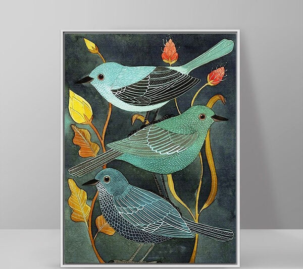 Groupe d'oiseaux sur une plante Groupe d'oiseaux sur une plante