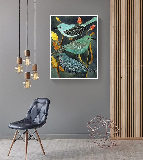 Groupe d'oiseaux sur une plante Groupe d'oiseaux sur une plante