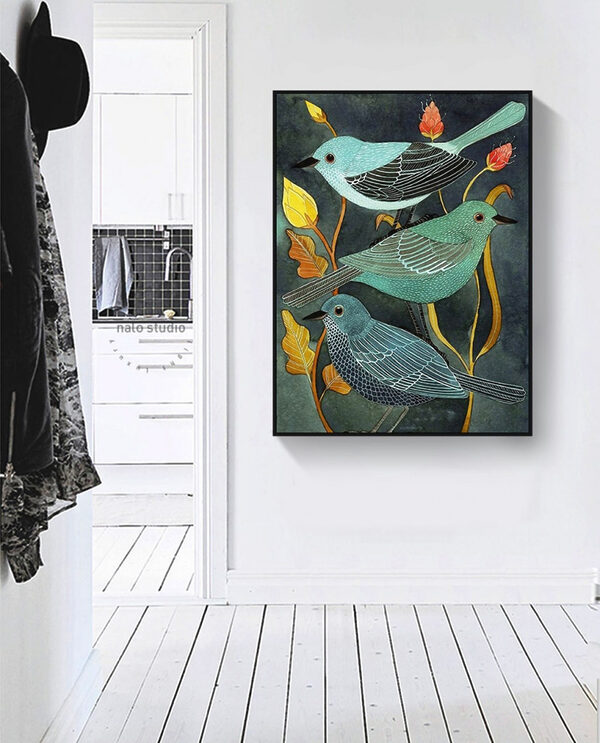 Groupe d'oiseaux sur une plante Groupe d'oiseaux sur une plante