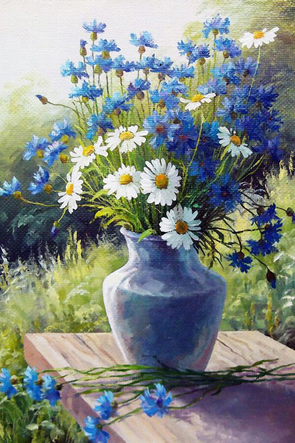 Peinture d'un vase de fleurs Peinture d'un vase de fleurs