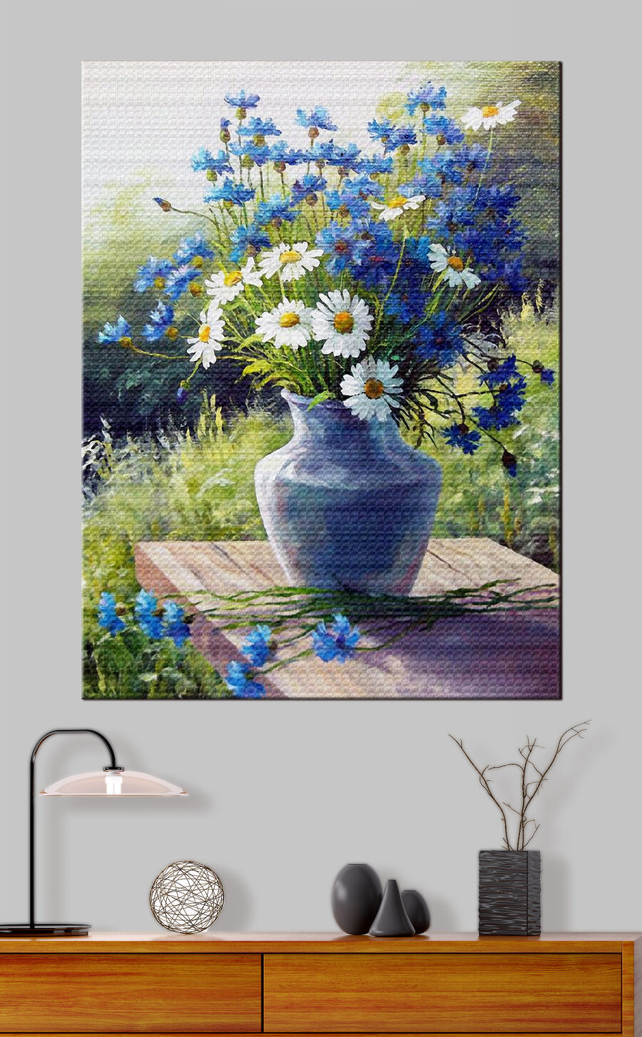 Peinture d'un vase de fleurs