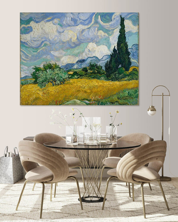 Peinture d'un paysage avec des arbres et des montagnes Peinture d'un paysage avec des arbres et des montagnes