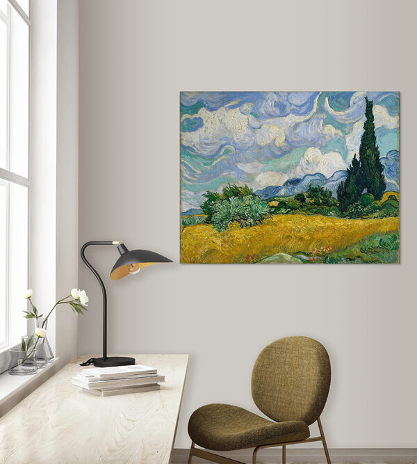 Peinture d'un paysage avec des arbres et des montagnes Peinture d'un paysage avec des arbres et des montagnes