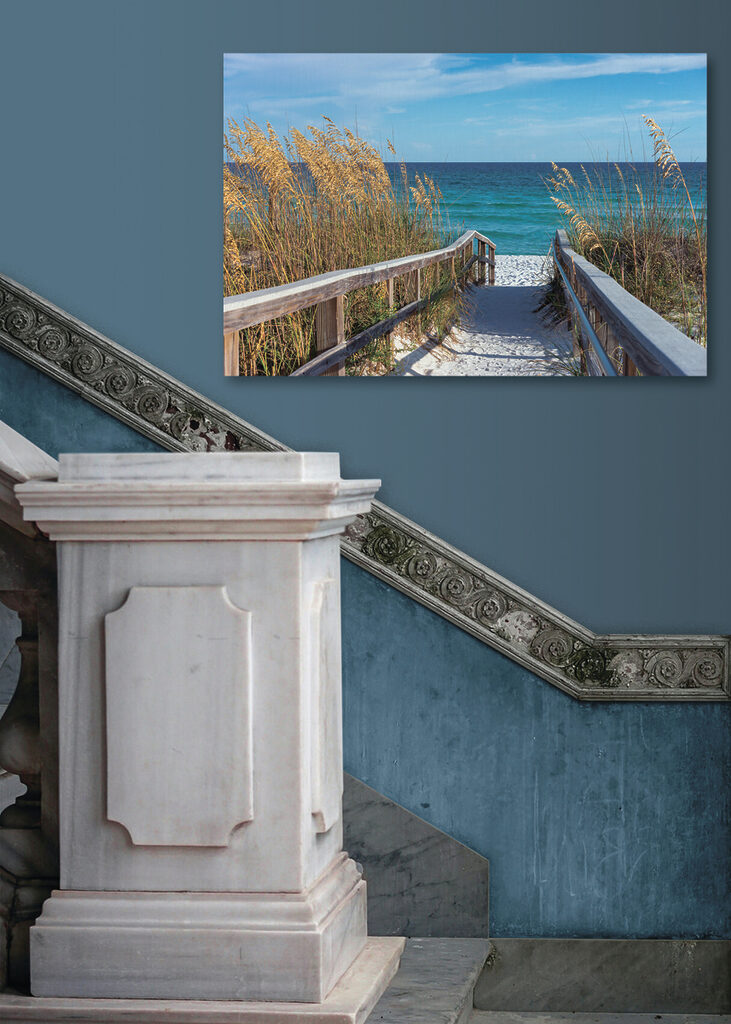 A walkway leading to the beach