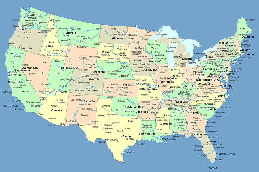 Une carte des États-Unis